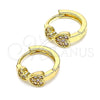 Argolla Huggie 02.210.0549.1.15 Oro Laminado, Diseño de Corazón, con Rosado Micro Pave, Pulido, Tono Dorado