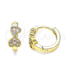 Argolla Huggie 02.210.0549.1.15 Oro Laminado, Diseño de Corazón, con Rosado Micro Pave, Pulido, Tono Dorado