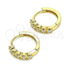 Argolla Huggie 02.210.0550.15 Oro Laminado, con Blanca Zirconia Cubica, Pulido, Tono Dorado