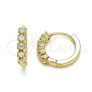 Argolla Huggie 02.210.0550.15 Oro Laminado, con Blanca Zirconia Cubica, Pulido, Tono Dorado