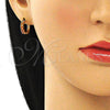 Argolla Huggie 02.210.0550.1.15 Oro Laminado, con Granate Zirconia Cubica, Pulido, Tono Dorado