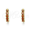 Argolla Huggie 02.210.0550.1.15 Oro Laminado, con Granate Zirconia Cubica, Pulido, Tono Dorado