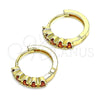Argolla Huggie 02.210.0550.1.15 Oro Laminado, con Granate Zirconia Cubica, Pulido, Tono Dorado