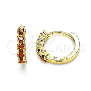 Argolla Huggie 02.210.0550.1.15 Oro Laminado, con Granate Zirconia Cubica, Pulido, Tono Dorado