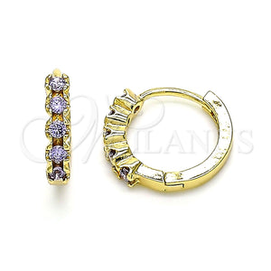 Argolla Huggie 02.210.0550.2.15 Oro Laminado, con Amatista Zirconia Cubica, Pulido, Tono Dorado