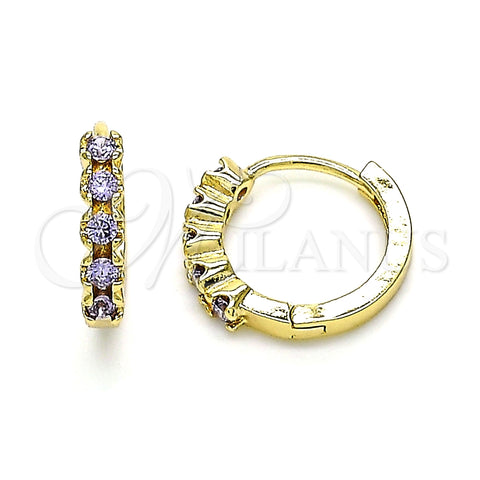 Argolla Huggie 02.210.0550.2.15 Oro Laminado, con Amatista Zirconia Cubica, Pulido, Tono Dorado