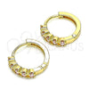Argolla Huggie 02.210.0550.3.15 Oro Laminado, con Rosado Zirconia Cubica, Pulido, Tono Dorado