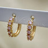 Argolla Huggie 02.210.0550.3.15 Oro Laminado, con Rosado Zirconia Cubica, Pulido, Tono Dorado