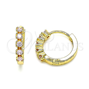 Argolla Huggie 02.210.0550.3.15 Oro Laminado, con Rosado Zirconia Cubica, Pulido, Tono Dorado