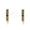 Argolla Huggie 02.210.0550.4.15 Oro Laminado, con Multicolor Zirconia Cubica, Pulido, Tono Dorado