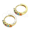 Argolla Huggie 02.210.0550.4.15 Oro Laminado, con Multicolor Zirconia Cubica, Pulido, Tono Dorado