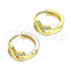 Argolla Huggie 02.210.0551.15 Oro Laminado, Diseño de Infinito, con Blanca Micro Pave, Pulido, Tono Dorado