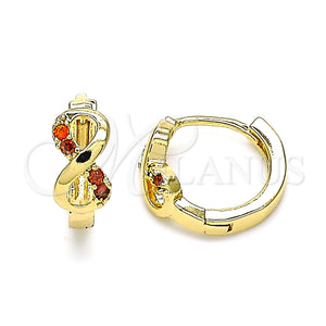 Argolla Huggie 02.210.0551.1.15 Oro Laminado, Diseño de Infinito, con Granate Micro Pave, Pulido, Tono Dorado