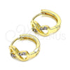 Argolla Huggie 02.210.0551.2.15 Oro Laminado, Diseño de Infinito, con Amatista Micro Pave, Pulido, Tono Dorado
