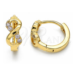 Argolla Huggie 02.210.0551.3.15 Oro Laminado, Diseño de Infinito, con Rosado Micro Pave, Pulido, Tono Dorado