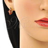 Argolla Huggie 02.210.0552.1.12 Oro Laminado, Diseño de Cruz y Baguette, con Granate Zirconia Cubica, Pulido, Tono Dorado
