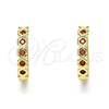 Argolla Huggie 02.210.0553.1.15 Oro Laminado, con Granate Zirconia Cubica, Pulido, Tono Dorado