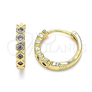 Argolla Huggie 02.210.0553.2.15 Oro Laminado, con Amatista Zirconia Cubica, Pulido, Tono Dorado