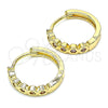 Argolla Huggie 02.210.0553.3.15 Oro Laminado, con Rosado Zirconia Cubica, Pulido, Tono Dorado