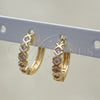 Argolla Huggie 02.210.0553.3.15 Oro Laminado, con Rosado Zirconia Cubica, Pulido, Tono Dorado