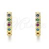 Argolla Huggie 02.210.0553.4.15 Oro Laminado, con Multicolor Zirconia Cubica, Pulido, Tono Dorado