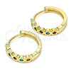Argolla Huggie 02.210.0553.4.15 Oro Laminado, con Multicolor Zirconia Cubica, Pulido, Tono Dorado