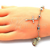 Pulsera de Dije 03.380.0119.1.08 Oro Laminado, Diseño de Guadalupe y Crucifijo, con Multicolor Cristal, Diamantado, Tres Tonos (06 MM Thickness, 8 Inches Length)