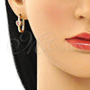 Argolla Huggie 02.210.0554.15 Oro Laminado, Diseño de Corazón, con Rosado Zirconia Cubica, Pulido, Tono Dorado