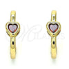 Argolla Huggie 02.210.0554.1.15 Oro Laminado, Diseño de Corazón, con Granate Zirconia Cubica, Pulido, Tono Dorado