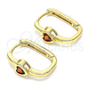 Argolla Huggie 02.210.0554.1.15 Oro Laminado, Diseño de Corazón, con Granate Zirconia Cubica, Pulido, Tono Dorado