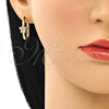 Argolla Huggie 02.210.0555.15 Oro Laminado, Diseño de Estrella, con Rosado Zirconia Cubica, Pulido, Tono Dorado