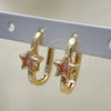 Argolla Huggie 02.210.0555.15 Oro Laminado, Diseño de Estrella, con Rosado Zirconia Cubica, Pulido, Tono Dorado