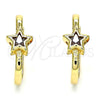 Argolla Huggie 02.210.0555.1.15 Oro Laminado, Diseño de Estrella, con Granate Zirconia Cubica, Pulido, Tono Dorado