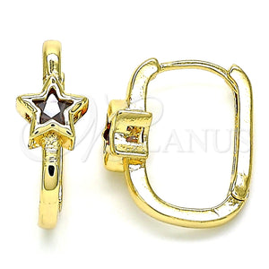 Argolla Huggie 02.210.0555.1.15 Oro Laminado, Diseño de Estrella, con Granate Zirconia Cubica, Pulido, Tono Dorado