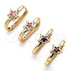 Argolla Huggie 02.210.0555.1.15 Oro Laminado, Diseño de Estrella, con Granate Zirconia Cubica, Pulido, Tono Dorado