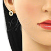 Arete Dormilona 02.156.0578 Oro Laminado, Diseño de Iniciales, con Blanca Micro Pave, Pulido, Tono Dorado