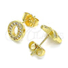 Arete Dormilona 02.156.0578 Oro Laminado, Diseño de Iniciales, con Blanca Micro Pave, Pulido, Tono Dorado