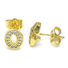 Arete Dormilona 02.156.0578 Oro Laminado, Diseño de Iniciales, con Blanca Micro Pave, Pulido, Tono Dorado