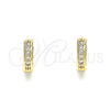 Argolla Huggie 02.156.0284.10 Oro Laminado, con Blanca Micro Pave, Pulido, Tono Dorado