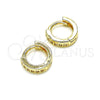 Argolla Huggie 02.156.0284.10 Oro Laminado, con Blanca Micro Pave, Pulido, Tono Dorado