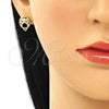 Juego de Arete y Dije de Adulto 10.156.0374 Oro Laminado, Diseño de Búho, con Blanca and Granate Micro Pave, Pulido, Tono Dorado