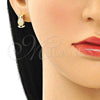 Juego de Arete y Dije de Adulto 10.156.0375 Oro Laminado, Diseño de Búho, con Blanca Micro Pave and Granate Zirconia Cubica, Pulido, Tono Dorado