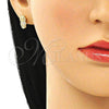 Juego de Arete y Dije de Adulto 10.156.0379 Oro Laminado, Diseño de Búho, con Blanca Micro Pave and Granate Zirconia Cubica, Pulido, Tono Dorado