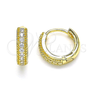Argolla Huggie 02.210.0557.12 Oro Laminado, con Blanca Zirconia Cubica, Pulido, Tono Dorado