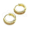 Argolla Huggie 02.210.0557.1.12 Oro Laminado, con Granate Zirconia Cubica, Pulido, Tono Dorado