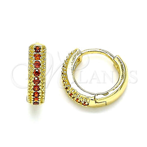 Argolla Huggie 02.210.0557.1.12 Oro Laminado, con Granate Zirconia Cubica, Pulido, Tono Dorado
