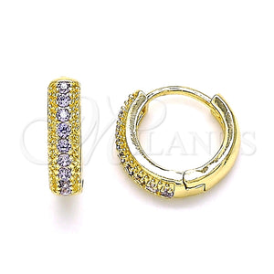 Argolla Huggie 02.210.0557.2.12 Oro Laminado, con Amatista Zirconia Cubica, Pulido, Tono Dorado