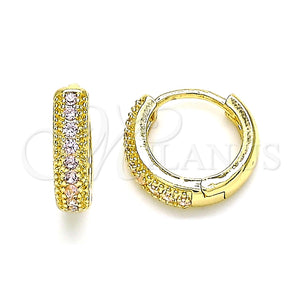 Argolla Huggie 02.210.0557.3.12 Oro Laminado, con Rosado Zirconia Cubica, Pulido, Tono Dorado