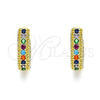 Argolla Huggie 02.210.0557.4.12 Oro Laminado, con Multicolor Zirconia Cubica, Pulido, Tono Dorado