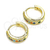 Argolla Huggie 02.210.0557.4.12 Oro Laminado, con Multicolor Zirconia Cubica, Pulido, Tono Dorado